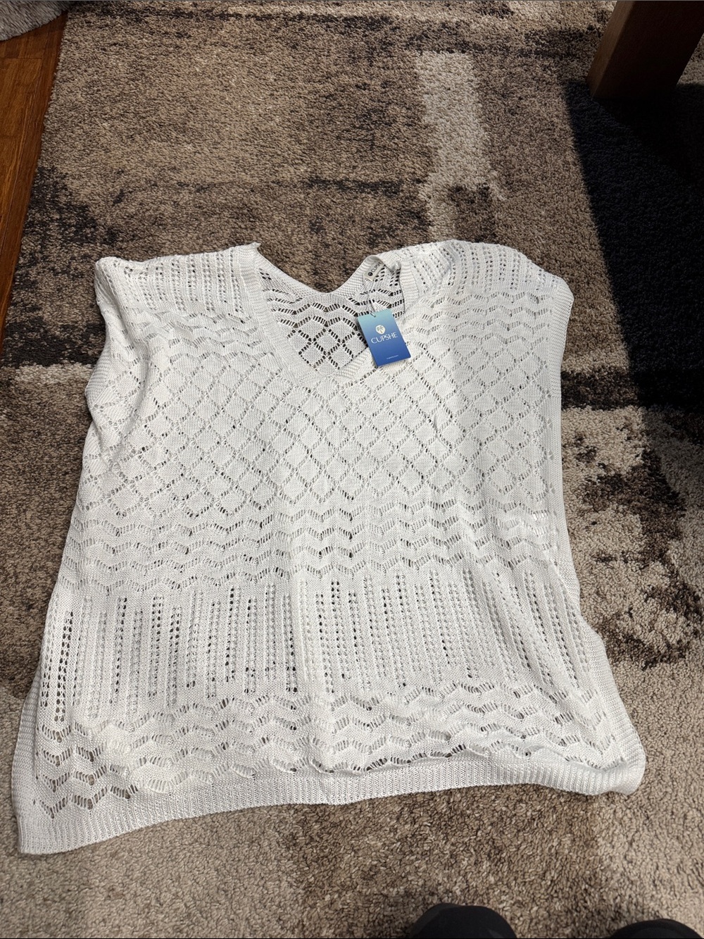 Cupshe White Crochet V-Neck Swim Coverup